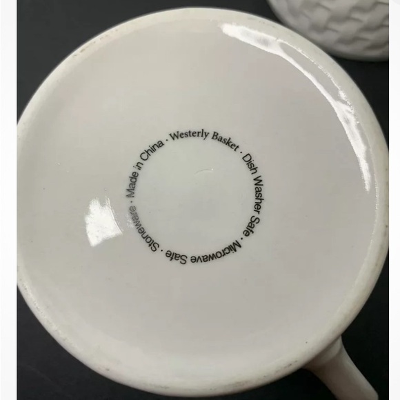 ONEIDA Westerly Basket Weave Demitasse Mugs Woven White Wicker 6 Cups, NIB - Picture 4 of 7